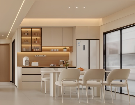 Modern Cream Home DiningRoom Cream Style Dining Table and Chair Long Table Restaurant Cream Style Sideboard