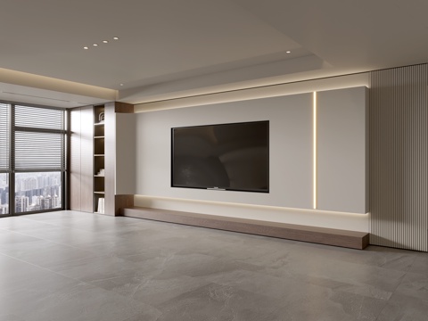 Modern Cream Style Living Room Affordable Luxury Style TV Wall Cream Style TV Background Wall Full Wall TV Cabinet