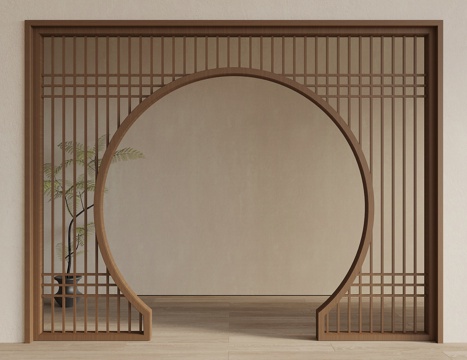 Neo-Chinese Style partition pass door cover arch lattice