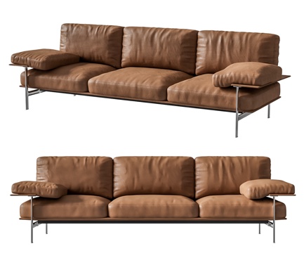 B & B Italia Middle Ages Leather Sofa Minimalist Sofa