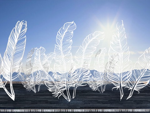 Modern feather sculpture landscape sketch