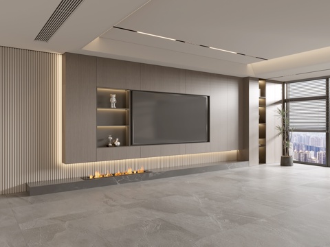 Modern Italian Living Room Affordable Luxury Style TV Wall Full Wall TV Cabinet