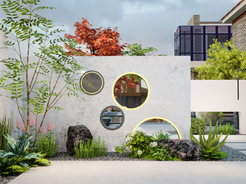 Modern courtyard garden landscape wall landscape wall