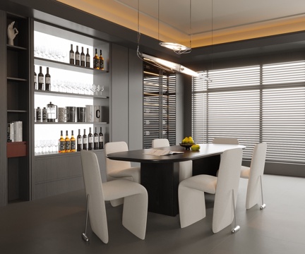 Modern DiningRoom Dining Table and Chair Wine Cabinet Sideboard