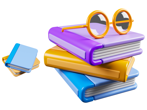 Cartoon Style Books Books and Glasses Cartoon Educational Themes