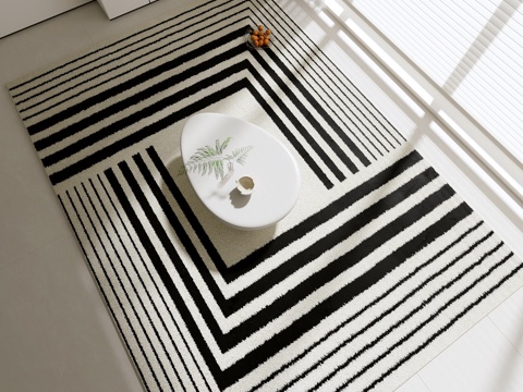 Modern Black and White Carpet Striped Carpet Fabric Carpet