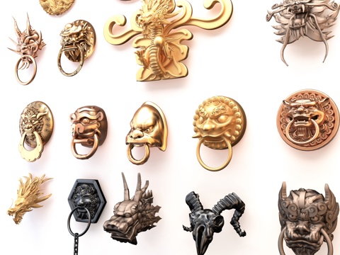 Chinese European Style Door Handle Door Lock Door Handle Dragon Dragon Head Retro Door Handle Door Decoration