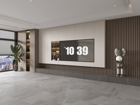 Modern Italian Living Room Affordable Luxury Style TV Wall Full Wall TV Cabinet Marble Background Wall