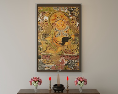 Tibetan Thangka Huang Caishen Hanging Painting