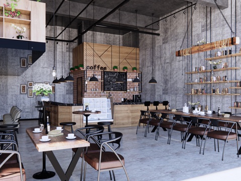 Modern Cafe DiningRoom Log Factory Shop