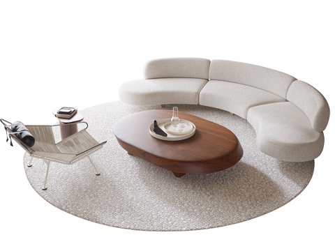 Modern Sofa Coffee Table Combination Coffee Table Lounge Chair Curved Sofa