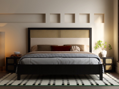 Modern Mid-century Style Bedroom Modern Middle Style Double Bed