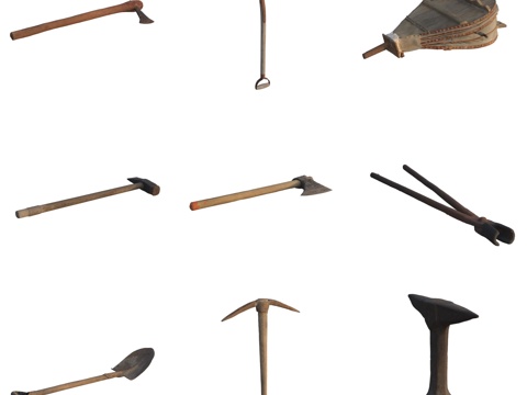 Farm tools Axe spade Pickaxe bellows