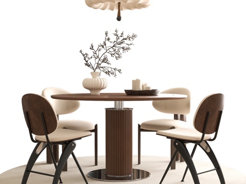 Mid-century Style Dining Table and Chair Round Dining Table