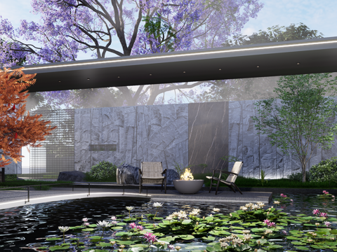 Modern Style Villa Garden Water Garden