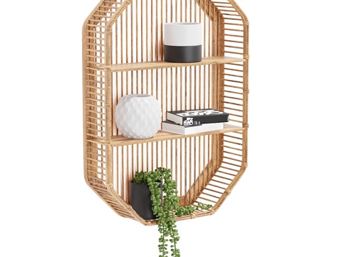 New Chinese-style Bamboo Shelf Decorative Cabinet