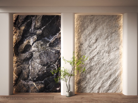 modern rubble wall molten rock