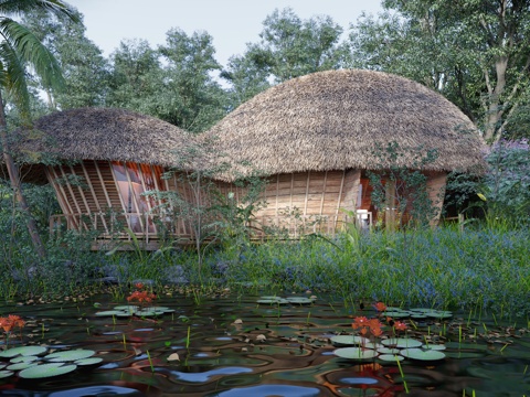 Southeast Asia Homestay Hotel Boat-shaped House Thatched House