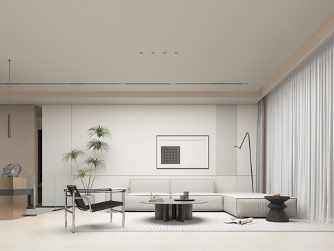 Modern minimalist living room 3d model