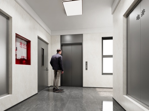 Modern standard floor elevator hall aisle