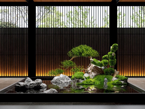 New Chinese Landscape Waterscape Moss Landscape Stone