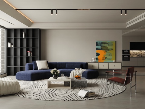 Modern Cream Home Living Room Horizontal Hall Black and White Living Room No Main Light Living Room Large Flat Floor Living Room