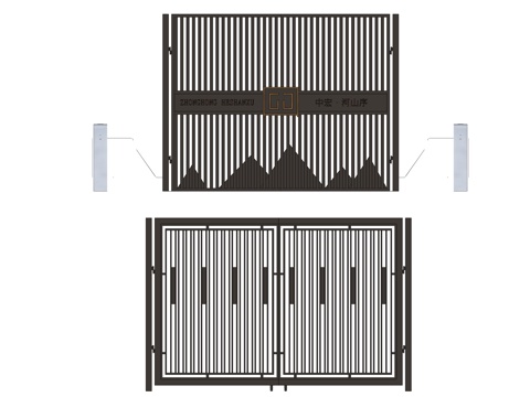 Chinese landscape fence, iron fire gate, iron fence, solid wall