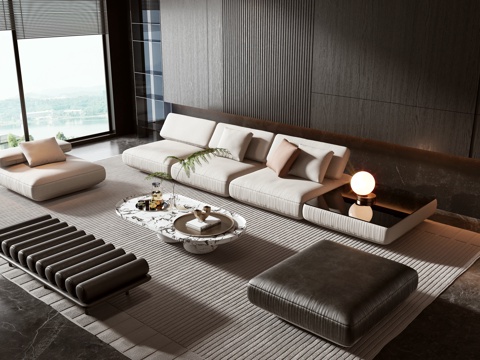 Minotti modern sofa coffee table combination