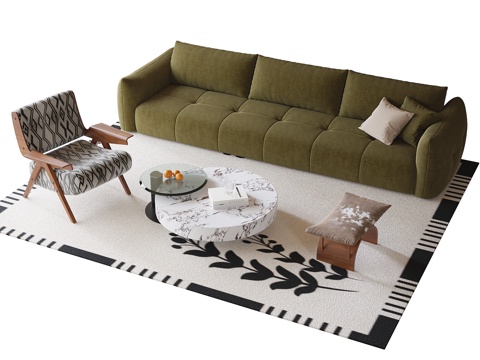 French Sofa Coffee Table Combination Coffee Table Lounge Chair Carpet