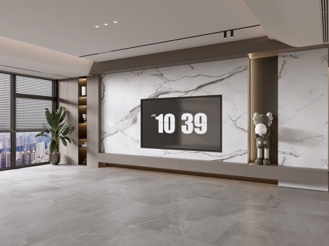 Modern Italian Living Room Affordable Luxury Style TV Wall Full Wall TV Cabinet Marble Background Wall