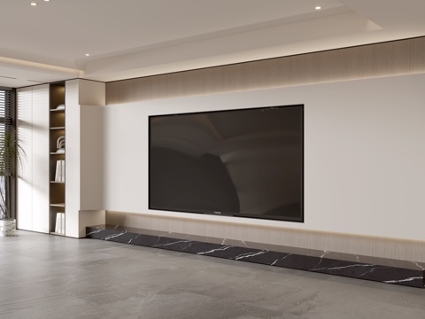 Modern Minimalist Living Room Affordable Luxury Style TV Wall Full Wall TV Cabinet