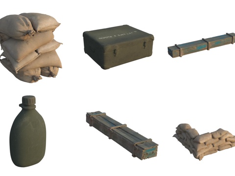 Military equipment iron box sandbag pile military kettle