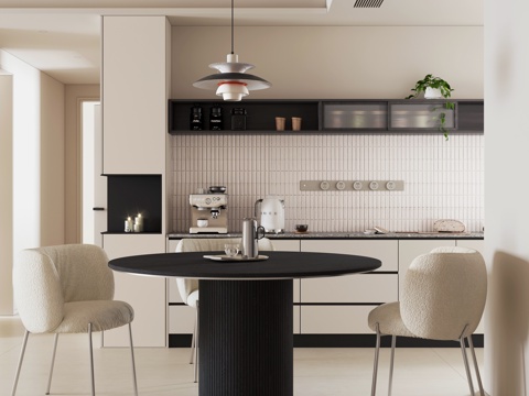 Modern Minimalist Black and White Home DiningRoom Round Table Restaurant Open Restaurant Round Table and Chair