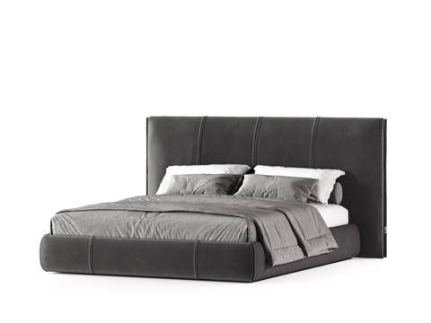 Modern Double Bed High Backrest Double Bed Floor Bed Master Bedroom Bed Leather Double Bed