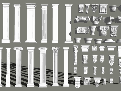 European Roman Column Stigma Column Base Corner Flower Component