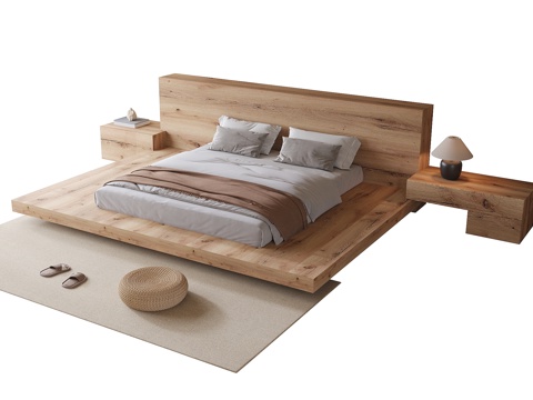 Modern Homestay Solid Wood Floor Bed