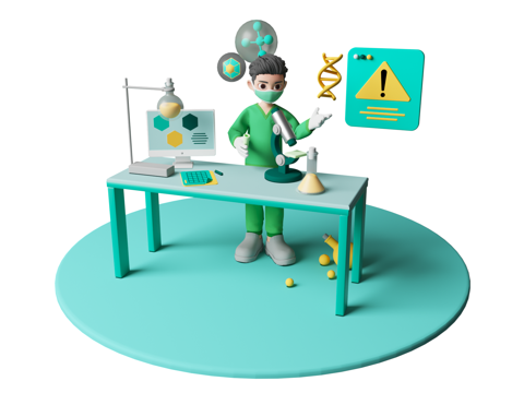 Cartoon Characters Medical R & D Work Scenes Medical R & D Biological Research