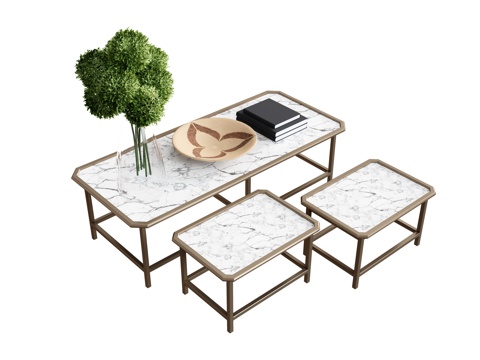 Coffee Table Side Table Low Table Combination Coffee Table Ornaments Plant Marble Coffee Table Vase