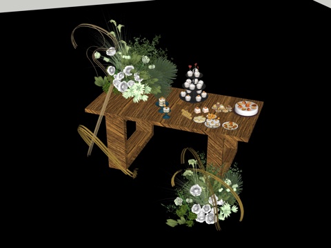 Wedding dessert table green floral