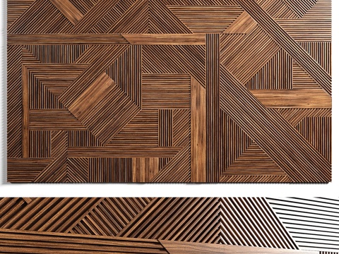 Modern wood grid wall decoration Wall