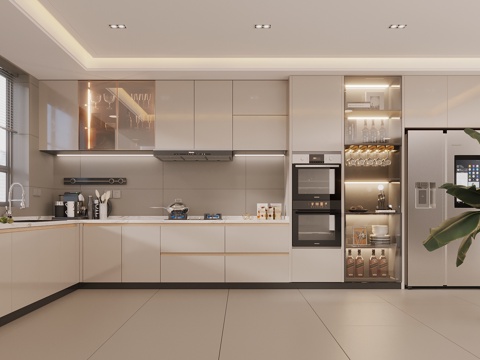 Modern Cream Style Kitchen Kitchen Supplies Combination Kitchen Appliances Food Side Wine Cabinet