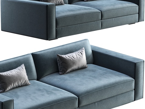 Modern Italian Two-Person Fabric Casual Sofa