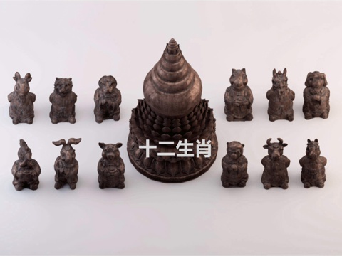 Chinese Zen Sculpture Ornaments Art Sculpture Animal Sculpture Zodiac Sculpture Pagoda Sculpture