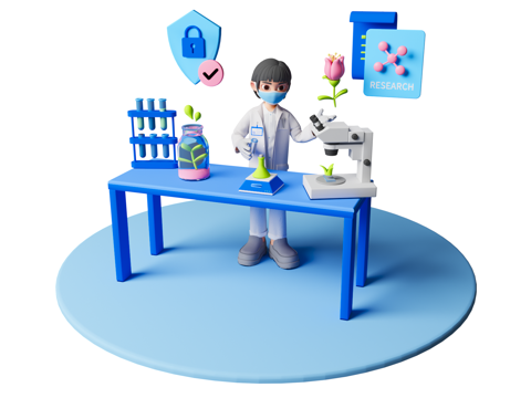 Cartoon Characters Medical R & D Work Scenes Medical R & D Biological Research