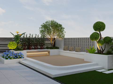 Modern Courtyard Recreation Area Modern Courtyard Garden