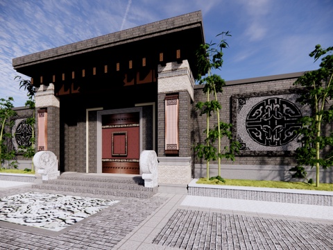 Chinese-style courtyard entrance door