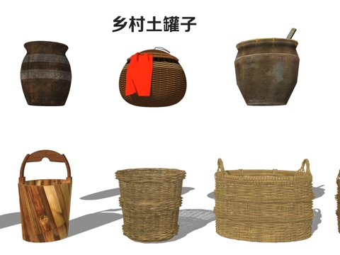 Modern Country Pastoral Soil Jar Jar Wooden Barrel Bamboo Basket