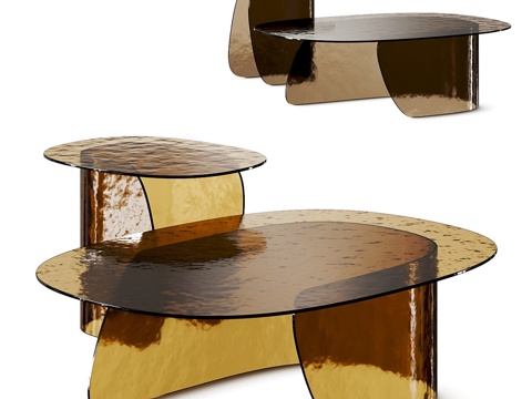 Modern transparent glass coffee table combination