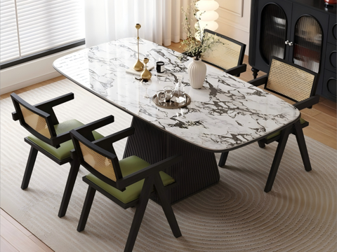 Modern Cream Style Dining Table and Chair