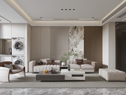 Modern Living&Dining Room modern sofa coffee table combination modern Wall